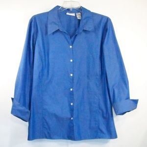 Liz Claiborne Woman Blue Shirt Blouse 22W